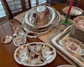 Great silver plate trays and serving pieces