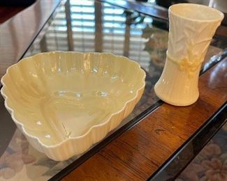 Belleek heart dish and vase