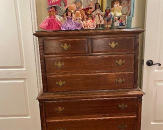Vintage tall boy with great storage. Vintage Story Book dolls, Effenbee and Madam Alexander
