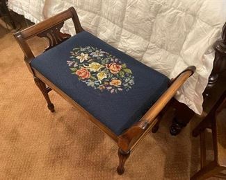 Vintage needlepoint foot stool
