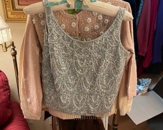 Vintage beaded top, vintage beaded cardigans
