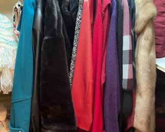 Jackets including vintage fur jacket, leather and wool