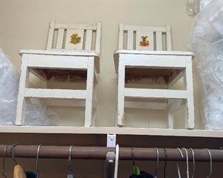 Vintage wood doll chairs