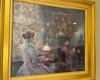 Vintage print of lady at the piano