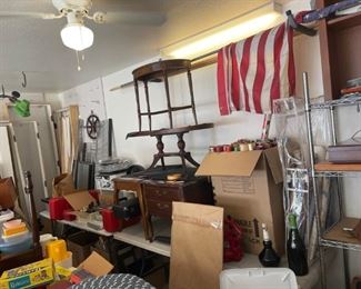 There is vintage furniture in the garage that we could not get into the house.