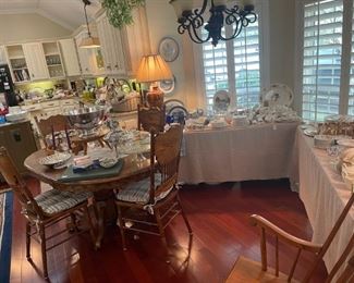 Different angle looking into the kitchen in the background.