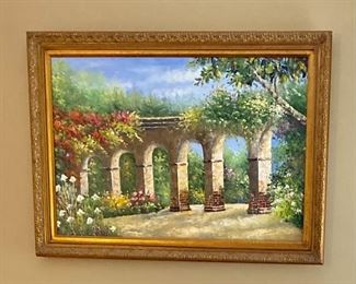 Several beautiful decorative original paintings on canvas, nicely framed.
