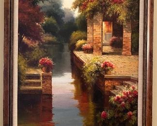 Several beautiful decorative original paintings on canvas, nicely framed.