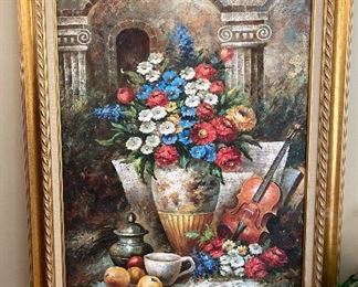 Several beautiful decorative original paintings on canvas, nicely framed.