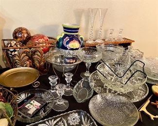 Tables full of decor and glassware.