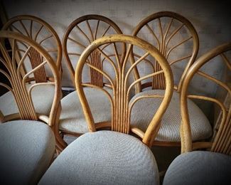 set of 6 vintage rattan dining chairs #10