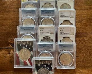 Graded MORGAN Silver Dollars