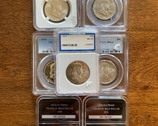 GRADED Franklin Silver Half Dollars