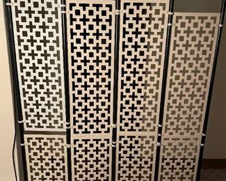 MCM Four Panel Wood Room Screen / Divider