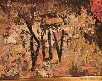 Large Impressionist Fruit and Pottery Still Life Original Oil on Canvas by DUV