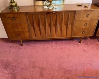 Albert Parvin For American Of Martinsville Mid Century Diamond Lowboy Dresser