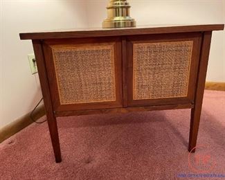 MCM Side Table with Cane Front Doors