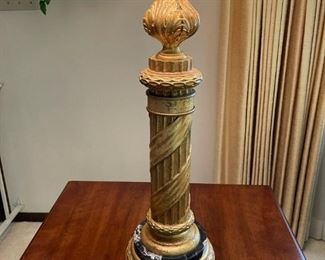 Vintage Rembrandt Pillar Lamp with Marble Base (PAIR)