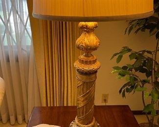 Vintage Rembrandt Pillar Lamp with Marble Base (PAIR)