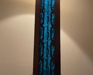 Oversized MCM Walnut / Glass Panel Table Lamp