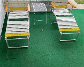 Vintage Folding Chaise Lounge Chairs 