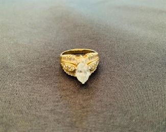 14 k gold & marquise shaped 1.73 carats diamond ring- comes with appraisal & documentation