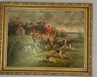 large original John Millais oil hunt scene 