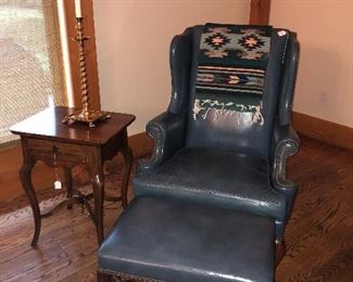 Hickory NC leather chair and ottoman 