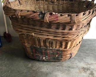 Antique French grape harvest vineyard wicker basket