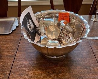 Pilgrim silver plated punch bowl with 12 cups