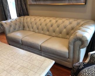 Leather Tufted Sofa w/ Nailhead Trim - Chesterfield Style