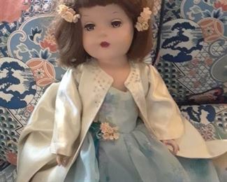 Beautiful hard plastic 1950s doll. Sleep eyes, slightly open mouth, jointed limbs