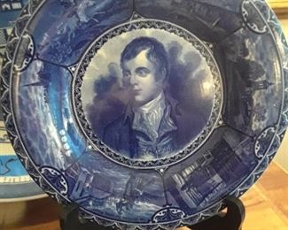 Stunning English Staffordshire plate featuring Robert Burns, imported by a New Brunswick Canada company