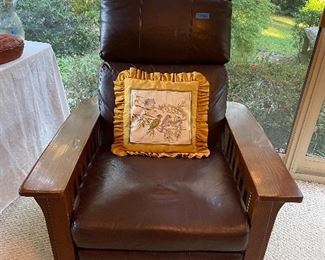 Leather upholstered Mission style chair