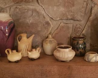 More hand thrown pottery vases and pitchers and bowls