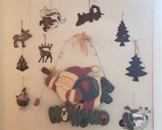 Christmas decor including snowmen, santas, reindeer, and trees