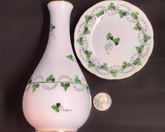 Herend Hungarian Porcelain Vase & Dish