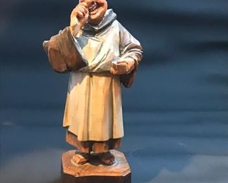 Comical Carved Monk Figure