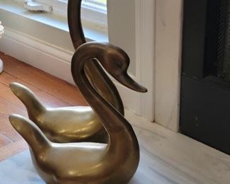 Brass geese decor