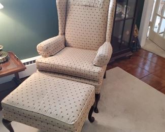 Wingback chair with ottoman