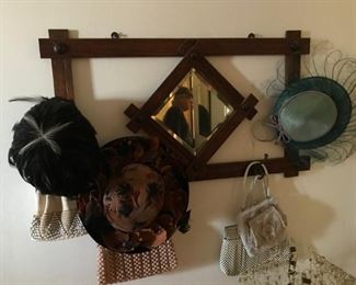 Vintage Hats Beveled Glass Mirror
