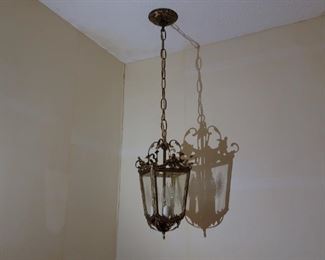 Vintage Brassy Gold Hanging Lantern