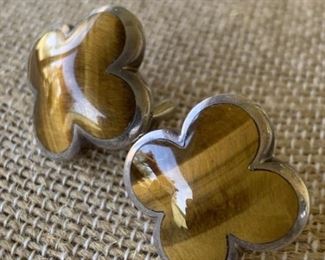 Sterling Silver Heidi Klum Tiger Eye Earrings