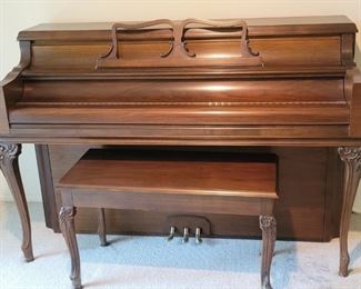 Vintage Chickering Walnut Piano with Bench