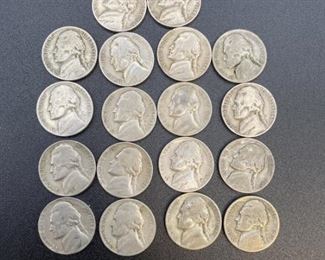 Lot of 18 Jefferson Nickels includes some War