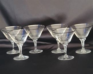 (6) Fostoria Etched Platinum Rim Champagne/Shebert