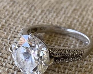 Sterling Silver "Stauer" Engagement Ring w/ White Stone