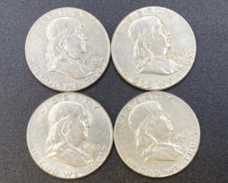 (4)1963 P Franklin Silver Half Dollars