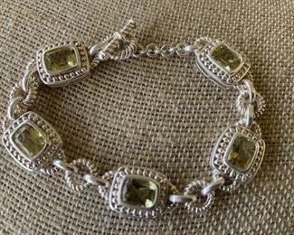 Sterling Silver Bracelet w/ Peridot Gemstones