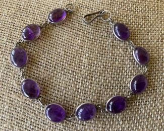 Sterling Silver Bracelet with Amethyst 